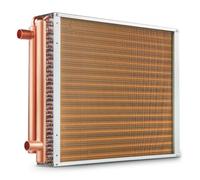 VEVOR Échangeur de chaleur eau-air, 45,7x50,8 cm, échangeur thermique, 3 rangées ports en cuivre, 242 ailettes aluminium pour four à bois extérieur, refroidissement résidentiels, chauffage à air pulsé