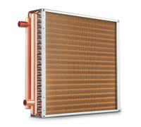 VEVOR Échangeur de chaleur eau-air, 50,8x50,8 cm, échangeur thermique, 3 rangées ports en cuivre, 242 ailettes aluminium pour four à bois extérieur, refroidissement résidentiels, chauffage à air pulsé