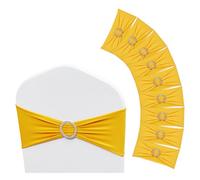 VEVOR Écharpe de chaise en élasthanne extensible avec boucle ronde, 50 pcs, housse de chaise et ceinture extensible, pour mariage, vacances, banquet, fête, décoration de chaise de célébration, doré