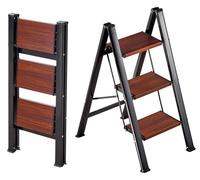 VEVOR Échelle à 3 marches, échelle pliante avec marches antidérapantes aspect bois, échelle domestique capacité de charge 150 kg, échelle de sécurité en aluminium pour les travaux de bricolage et de n