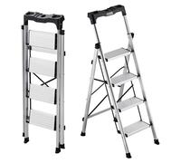 VEVOR Échelle à 4 marches, échelle pliante avec marches antidérapantes et poignée confortable, échelle domestique, capacité de charge 150 kg, échelle de sécurité en aluminium pour la cuisine, la maiso