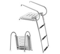 VEVOR Échelle de bateau 3 marches inox – télescopique pliante plateforme mains courantes 181,44 kg