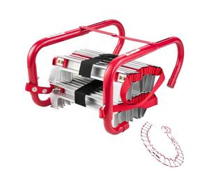 VEVOR Échelle de Corde 7,6 m, Échelle de Secours Incendie Rétractable 3 Étages Légère Alliage Aluminium, Capacité de Charge 453,6 kg, avec Sangle de Sécurité Polyester Robuste, Marches Antidérapantes