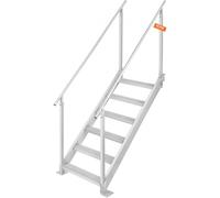 VEVOR Échelle de Quai de Bateau Ponton Hauteur Réglable 109-130 cm 6 Marches en Alliage Aluminium Grande Capacité de Charge 226 kg avec Double Mains Courantes, pour Embarquement sur Bateaux, Piscine