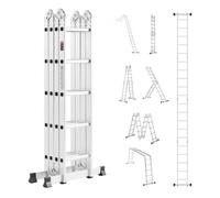 VEVOR Échelle Pliante Polyvalente 7 en 1 Escabeau Télescopique Réglable avec Barre Équilibre, Hauteur de Portée 5,75 m, Charge 150 kg, Échelle Multifonction Cadre A 5 Marches, pour Extérieur Intérieur