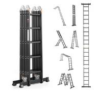 VEVOR Échelle Pliante Polyvalente 7 en 1 Escabeau Télescopique Réglable avec Barre Équilibre, Hauteur de Portée 5,8 m, Charge 150 kg, Échelle Multifonction Cadre A 5 Marches, pour Extérieur Intérieur