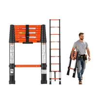 VEVOR Échelle Télescopique 263 cm, Échelle Extensible en Aluminium, Rétraction à Un Bouton, Charge Max. 150 kg, Marches Antidérapantes, pour Réparations, Peinture, Camping-Car et Nettoyage de Fenêtres