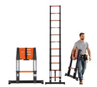 VEVOR Échelle Télescopique 322 cm, Échelle Extensible en Aluminium, Rétraction à Un Bouton, Charge Max. 150 kg, Marches Antidérapantes, pour Peinture, Réparations, Nettoyage de Fenêtres et Camping-Car