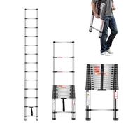 VEVOR Échelle Télescopique, 3740 mm, Escabeau Extensible en Acier Inoxydable, Capacité de Charge 170 kg, Échelle Portable Légère à Rétraction Multi-Boutons, pour Réparation de Maison, Camping-Car