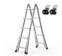 VEVOR Échelle télescopique à cadre en A, échelle extensible compacte en aluminium, 5120 mm, échelle de camping-car pliable portable multifonction pour devoirs, toit intérieur et extérieur, 149,7 kg