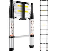 VEVOR Échelle Télescopique Aluminium 3,2 m Escabeau Extensible Capacité 170 kg avec Pieds Antidérapants Échelle Compacte Portable Polyvalente Rétraction à Un Bouton pour Réparation Maison Camping-car