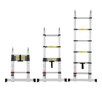 VEVOR Échelle Télescopique Aluminium, 3,8 m, Escabeau Extensible Capacité 170 kg, avec Barre Stabilisatrice, Échelle Polyvalente Pliable Rétraction Multi-boutons, pour Réparation Maison Camping-car