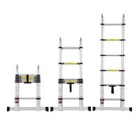 VEVOR Échelle Télescopique Aluminium, 3,8 m, Escabeau Extensible Capacité 170 kg, avec Barre Stabilisatrice, Échelle Polyvalente Pliable Rétraction Multi-boutons, pour Réparation Maison Camping-car