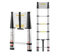 VEVOR Échelle Télescopique Aluminium 3,8 m Pliable Multifonctionnelle Rétraction à Un Bouton Capacité de Charge 150 kg Pieds Antidérapants Échelle pour Maison, Travaux Extérieurs, Grenier, Réparation