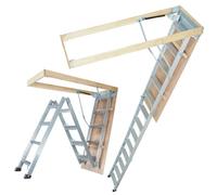 VEVOR Échelle Télescopique Pliable de Grenier en Aluminium Capacité de Charge 158,8 kg 570x1600 mm Extension Polyvalente Légère Portable Hauteur d'Installation 2,9 m-3,7 m pour Grenier, Bureau, Maison