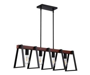 VEVOR Éclairage d'îlot de cuisine, 4 lumières, lampes suspension linéaire de ferme 60 W, avec tiges 2 x 15 cm et 6 x 30,5 cm, luminaire réglable à cadre en métal industriel pour salle à manger, E27