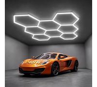VEVOR Éclairage LED Garage Hexagonal 248W 29760lm 6500K Plafonnier 8 Blocs | Pour Atelier, Esthétique Automobile, Entrepôt, Salle de Sport, d'Exposition et de Coiffure, Forme Nid d'Abeille, Matériau PC