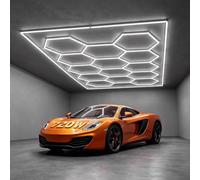 VEVOR Éclairage LED Garage Hexagonal 720W 86400lm 6500K Plafonnier 14 Blocs | Pour Atelier, Esthétique Automobile, Salle de Sport, d'Exposition et Coiffure, Forme Nid Abeille, avec Cadre Rectangulaire