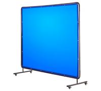 VEVOR Écran de Soudage 1,74 x 2,34 m Rideau de Soudage avec Cadre Écran Protection Soudure Mobile Vinyle Ignifuge avec 4 Roulettes avec 2 Freins, Protection UV 6 Niveaux, pour Atelier, Industrie, Bleu