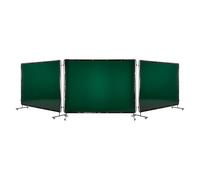 VEVOR Écran de Soudage 3 Panneaux Rideau de Soudage avec Cadre 1,74 x 2,34 m Écran Protection Soudure Mobile Vinyle Ignifuge 12 Roulettes, Protection UV 6 Niveaux, pour Atelier, Industrie, Vert Foncé