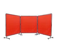 VEVOR Rideau de Soudage avec Cadre 3 Panneaux Écran Rideau de Protection pour Soudure 1,8x1,8 m en Vinyle Ignifuge sur 12 Roues Pivotantes (6 Verrouillables) Mobile Pro pour Atelier, Industrie, Rouge