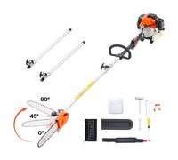 VEVOR Élagueuse Thermique sur Perche 2 Temps 43 cc, Élagueuse sans Fil Essence, avec Tête Rotative, Perche Extensible 2,11-3,61 m, Guide-chaîne 25,4 cm, Réservoir Carburant 850 ml, pour Élagage Arbres