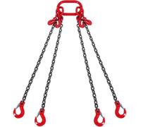 VEVOR Élingue Chaîne de Levage à 4 Brins avec Crochets et Ajusteurs, 6 mm x 150 cm, Capacité de Charge 2993 kg, Grade 80, pour Chariot Élévateur, Palan à Moteur, Quai, Chantier de Construction, Usine