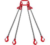 VEVOR Élingue Chaîne de Levage à 4 Brins avec Crochets et Ajusteurs, 6 mm x 150 cm, Capacité de Charge 2993 kg, Grade 80, pour Chariot Élévateur, Palan à Moteur, Quai, Chantier de Construction, Usine