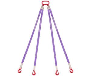 VEVOR Élingue Sangle de Levage à 4 Brins Polyester avec Crochets, 1,5 m, 60° Capacité Charge 3 t, Sangles de Levage Robustes Résistantes à l'Usure pour Chantier de Construction, Usines, Quais, Ferme