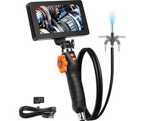 VEVOR Endoscope industriel Caméra d'inspection numérique boroscopique Caméra endoscopique 1080P HD avec caméra étanche 6,4mm IP67 Caméra de canalisation avec écran 5 pouces 0-180° bidirectionnel Batte
