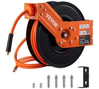 VEVOR Enrouleur de Tuyau à Air Comprimé Rétractable 9,5 mm x 15,24 m Tuyau Hybride Pression 20 bar Enrouleur Pneumatique Bras Simple en Acier Entrée 1,5 m Montage Mur/Plafond Rembobinage Automatique