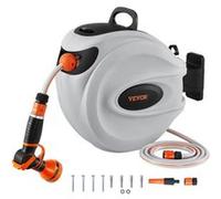 VEVOR Enrouleur Tuyau Arrosage Mural 35 m x 12 mm Support Pivotant 180° Dévidoir de Tuyaux d'Eau Buse à 9 Modèles 3 Adaptateurs Rapides Rembobinage Auto avec Verrou pour Arroser Pelouse Jardin Voiture