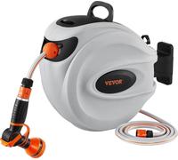 VEVOR Enrouleur de tuyau d'arrosage rétractable, fixation pivotante à 180°, système de rétraction automatique, 30m