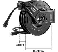 VEVOR Enrouleur de tuyau pour nettoyeur haute pression, 18,3 m x 6,35 mm, enrouleur de tuyau en acier, max. 275 bar, enroulement automatique, montage mural/au sol flexible pour le lavage de voitures,