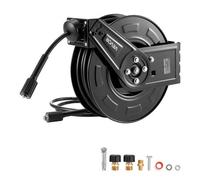 VEVOR Enrouleur de Tuyau pour Nettoyeur Haute Pression 18,3 m x 6,4 mm, Dévidoir Rétractable Acier, Montage sur Mur, Sol, Pression 275,8 bar, Enroulement Automatique pour Lavage Voiture, Sol, Jardin