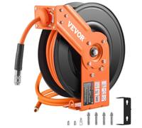 VEVOR Enrouleur Tuyau à Air Comprimé Hybride Fermé Rétractable 9,53 mm x 15,24 m Pression 300 PSI Rembobinage Automatique, Bras Unique, avec Tuyau 1,5 m, Support 180°, pour Montage au Plafond/Mur