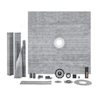 VEVOR Ensemble de bordure de douche, 1828 x 1828 mm, receveur de douche bride centrale en PVC, grille en acier inoxydable de 101,6 mm, membrane et bande imperméables, bâtons de pente de bac à douche