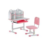 VEVOR Ensemble chaise et bureau pour enfants, avec étagère et tiroir de rangement, table et chaise d'étude pour enfants à hauteur réglable, pour apprentissage, pour chambre et salle d'étude, rose