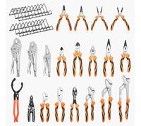 VEVOR Jeu de Pinces 20 PCs en Acier au Carbone Poli 2 Supports de Rangement, Pince Universelle, Multiprise, Coupante, Étaux, Pinces à Bec, à Joint Coulissant, à Circlips, pour Bricolage, Électriciens