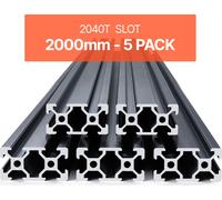 VEVOR Ensemble de 5 pièces 2000 mm rainure en T 2040 profilé extrudé en aluminium, anodisé, profilé fendu pour imprimante 3D, machine CNC DIY, gravure laser, noir