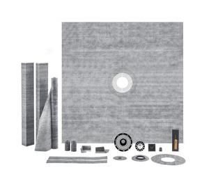 VEVOR Ensemble de bordure de douche, 1828 x 1828 mm, receveur de douche bride centrale en PVC, grille en acier inoxydable de 101,6 mm, membrane et bande imperméables, bâtons de pente de bac à douche