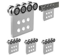 VEVOR Ensemble de Chariot à 8 Roues pour Canal de Support 41x41 mm Lot de 4, Chariot à Rouleaux avec Doubles Roulements, Capacité de Charge 1361 kg, Système de Rail Coulissant pour Entrepôt et Garage