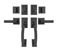 VEVOR Ensemble de Poignées de Porte Double avec Serrure, Levier Arqué Noir | Béquille Réversible Gauche ou Droite, Espacement des Trous Réglable, Quincaillerie pour Porte d’Entrée ou de Bureau, Noir Mat