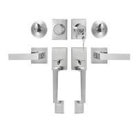 VEVOR Ensemble de Poignées de Porte Double, Levier de Porte Carré en Nickel Satiné, Béquille de Porte Avant Double Réversible, avec Serrure et Factice, pour Porte de Bureau ou Porte d'Entrée Avant