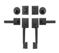 VEVOR Ensemble de Poignées de Porte Double, Levier de Porte Carré Noir Mat, Béquille de Porte Avant Double Réversible, avec Serrure Robuste et Factice, pour Porte de Bureau ou Porte d'Entrée Avant