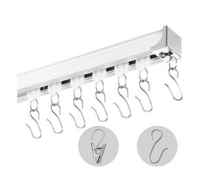 VEVOR Ensemble de rails de rideaux de plafond, 2,7 m, système de rails de plafond coulissants pour rideaux, séparateur de pièce fixé au plafond/au mur pour chambre avec crochets, quincaillerie, blanc