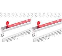 VEVOR Ensemble de rails de rideaux de plafond, 3 m, système de rails de plafond coulissants sans perçage pour rideaux, séparateur de pièce fixé au plafond pour salon avec crochets, quincaillerie blanc