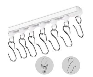 VEVOR Ensemble de rails de rideaux de plafond, 3 m, système de rails de plafond coulissants sans perçage pour rideaux, séparateur de pièce fixé au plafond pour salon avec crochets, quincaillerie blanc