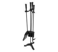 VEVOR Ensemble d'outils de cheminée, 4 pièces, ensemble serviteur de cheminée avec support à trois branches, pelle à cendres, brosse, tisonnier, accessoires en fer forgé pour intérieur/extérieur, noir