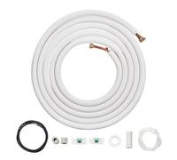 VEVOR Ensemble lignes divisées pour climatiseur 7,6 m tubes en cuivre CVC 6,4 mm 12,7 mm diamètre, isolation triple couche avec câble de connexion pour équipement de climatisation, de pompe à chaleur
